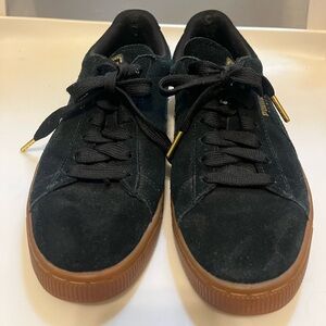 Puma Black Suede Sneakers with Gum Sole